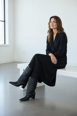 CAPODARTE BOTA BICO FINO DE COURO MATELASSÊ