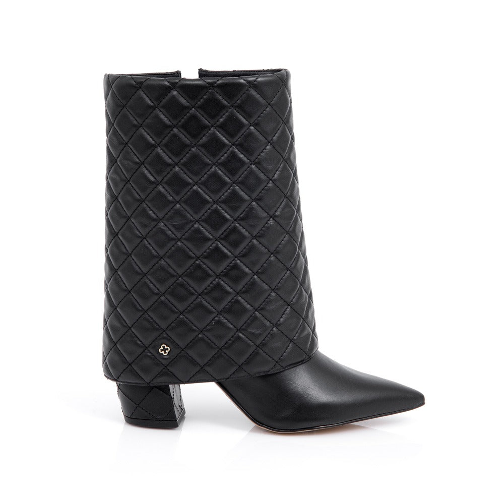 CAPODARTE BOTA BICO FINO DE COURO MATELASSÊ