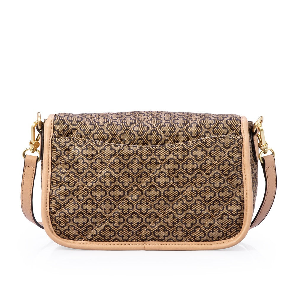 CAPODARTE BOLSA ALÇA GORGURÃO BEGE MONOGRAMA VIRA BAGUETE